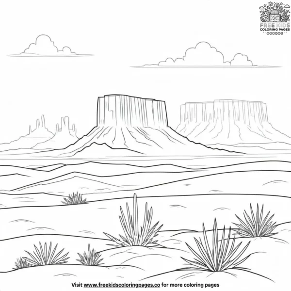 Towering desert mesas coloring pages