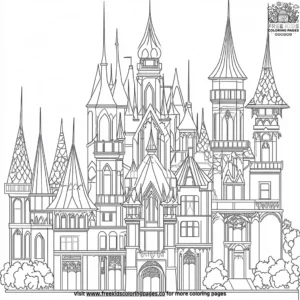 Towering Mansion in the Dark Coloring Pages