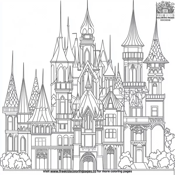 Towering mansion in the dark coloring pages