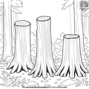 Towering Redwood Stumps Coloring Pages