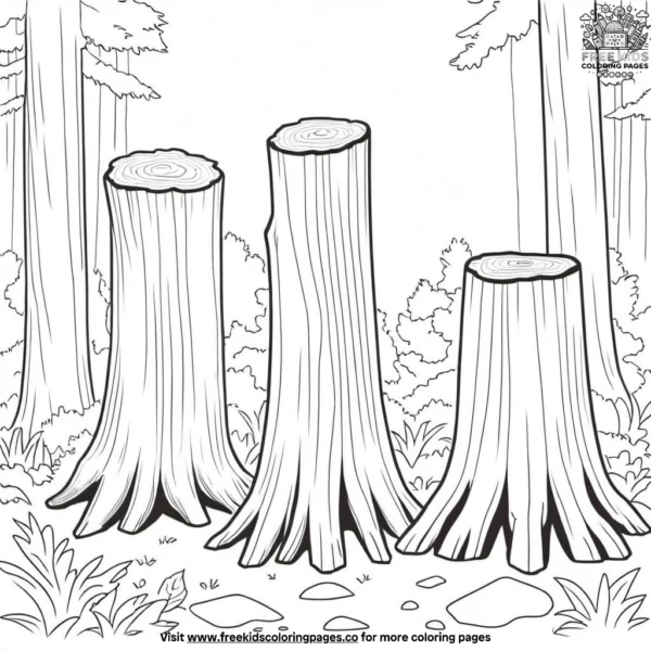 Towering redwood stumps coloring pages