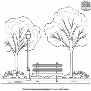 Town bench coloring pages