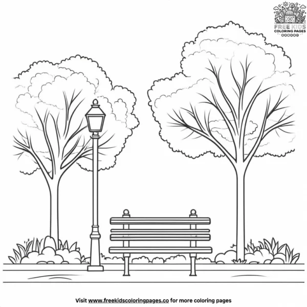 Town bench coloring pages