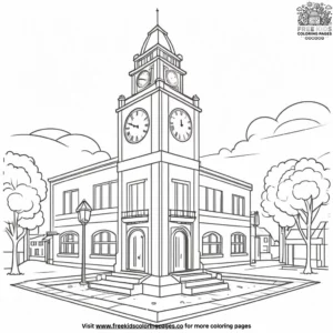 Town clock coloring pages