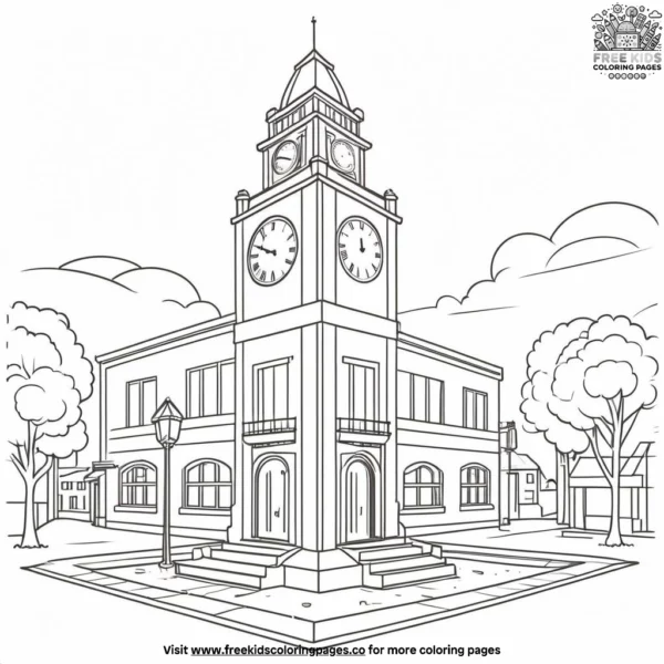 Town clock coloring pages