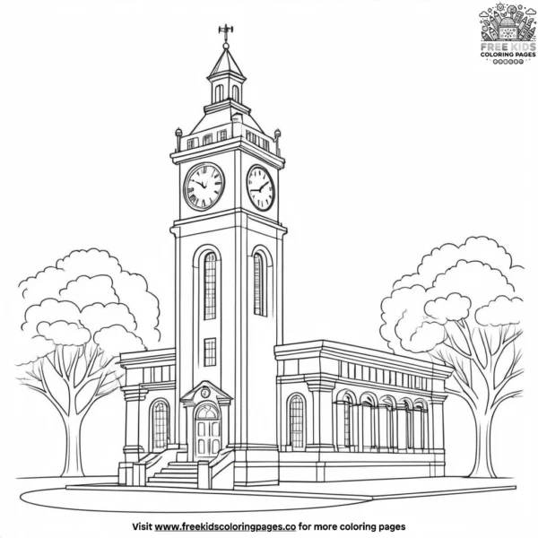 Town clocktower coloring pages