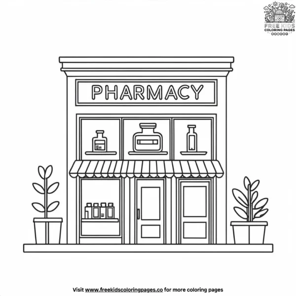 Town pharmacy coloring pages