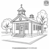 Town Schoolhouse Coloring Pages