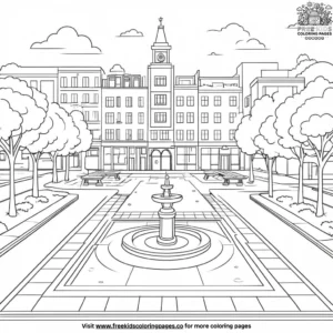 Town square coloring pages