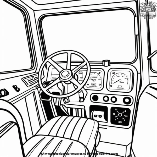 Tractor cab close up coloring pages