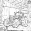 Tractor in A Barn Coloring Pages