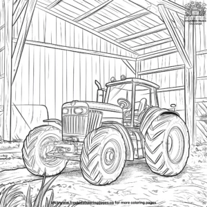 Tractor in A Barn Coloring Pages