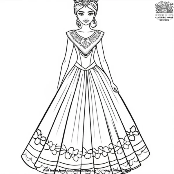 Traditional dresses coloring pages