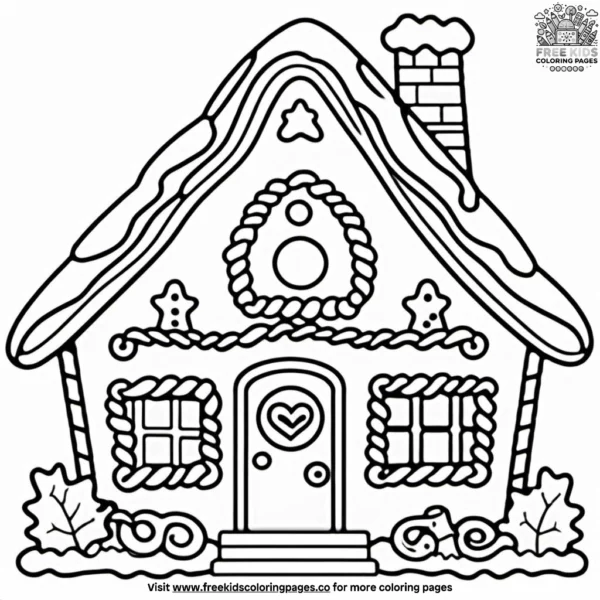 Traditional gingerbread house coloring pages