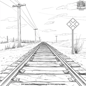 Train Track and Railroad Crossing Coloring Pages