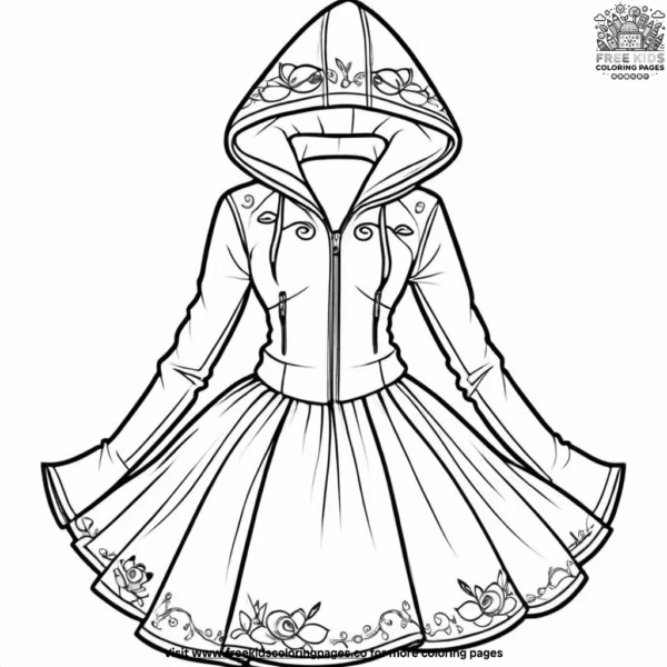 Trendy hooded jackets coloring pages