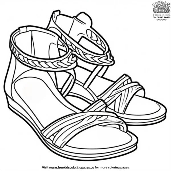 Trendy sandals coloring pages