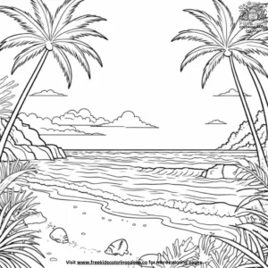 Tropical Beach Coloring Pages