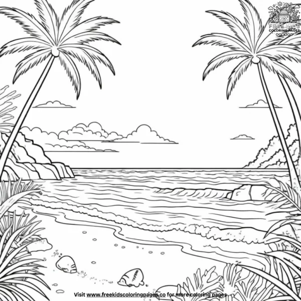 Tropical beach coloring pages