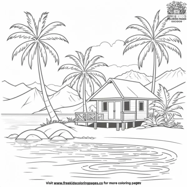 Tropical island paradise coloring pages