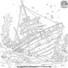 Underwater Shipwreck Coloring Pages