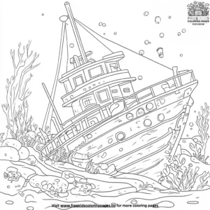 Underwater Shipwreck Coloring Pages