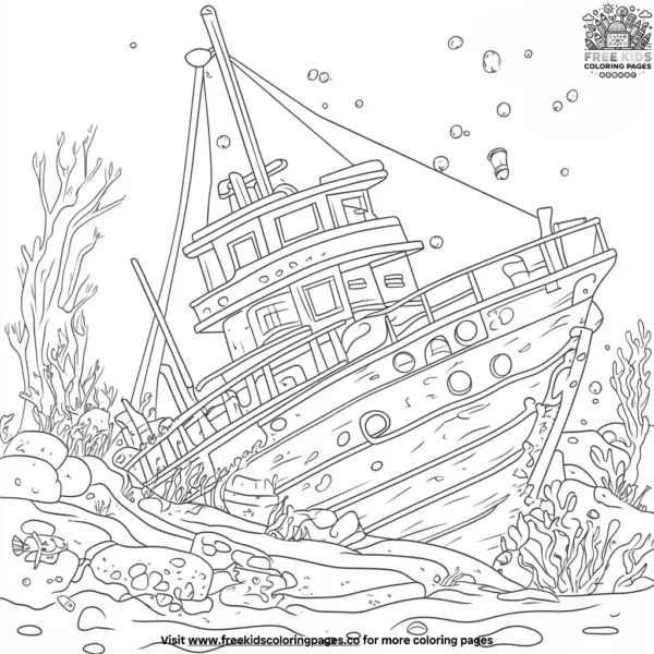 Underwater shipwreck coloring pages