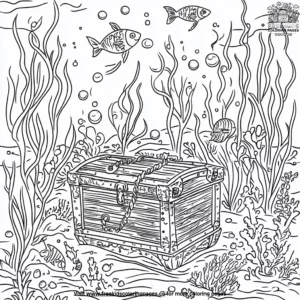 Underwater treasure chest coloring pages