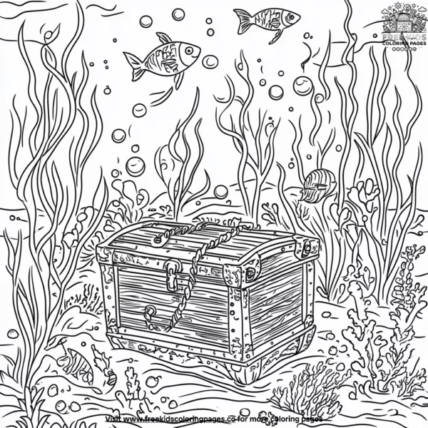 Underwater treasure chest coloring pages