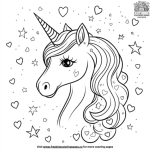 Unicorn Hearts Coloring Pages