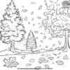 Vibrant Autumn Trees Coloring Pages