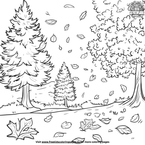 Vibrant autumn trees coloring pages