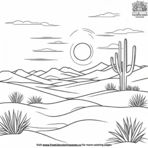 Vibrant desert sunset coloring pages