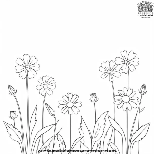 Vibrant meadow wildflowers coloring pages