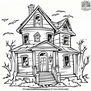 Vintage Abandoned House Coloring Pages