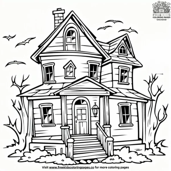 Vintage abandoned house coloring pages