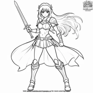 Warrior Anime Girl Coloring Pages