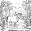 Water Buffalo Wading Coloring Pages