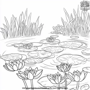 Water Lily Pond Coloring Pages