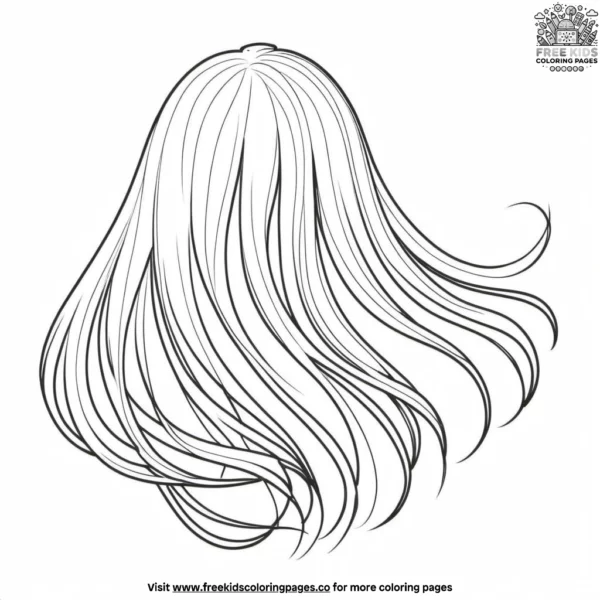 Wavy hair strands coloring pages