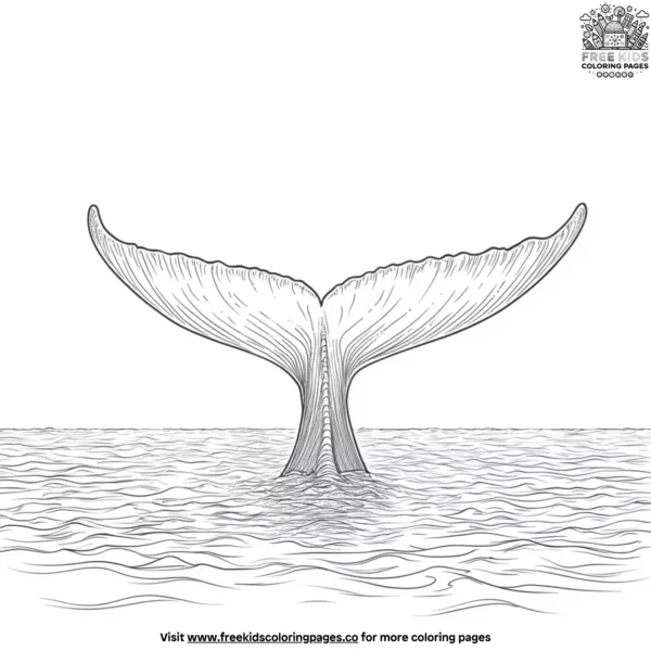 Whale tail waves coloring pages