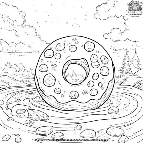 Whimsical donut wonderland coloring pages