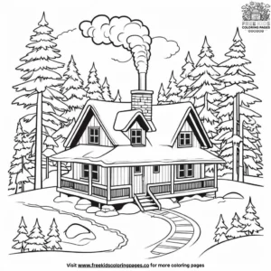 Winter Cabin Coloring Pages