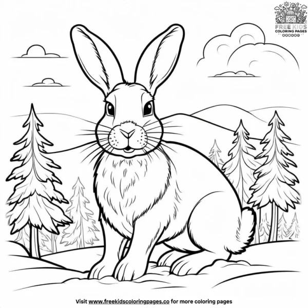 Winter rabbit coloring pages