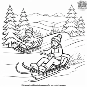 Winter Sledding Coloring Pages