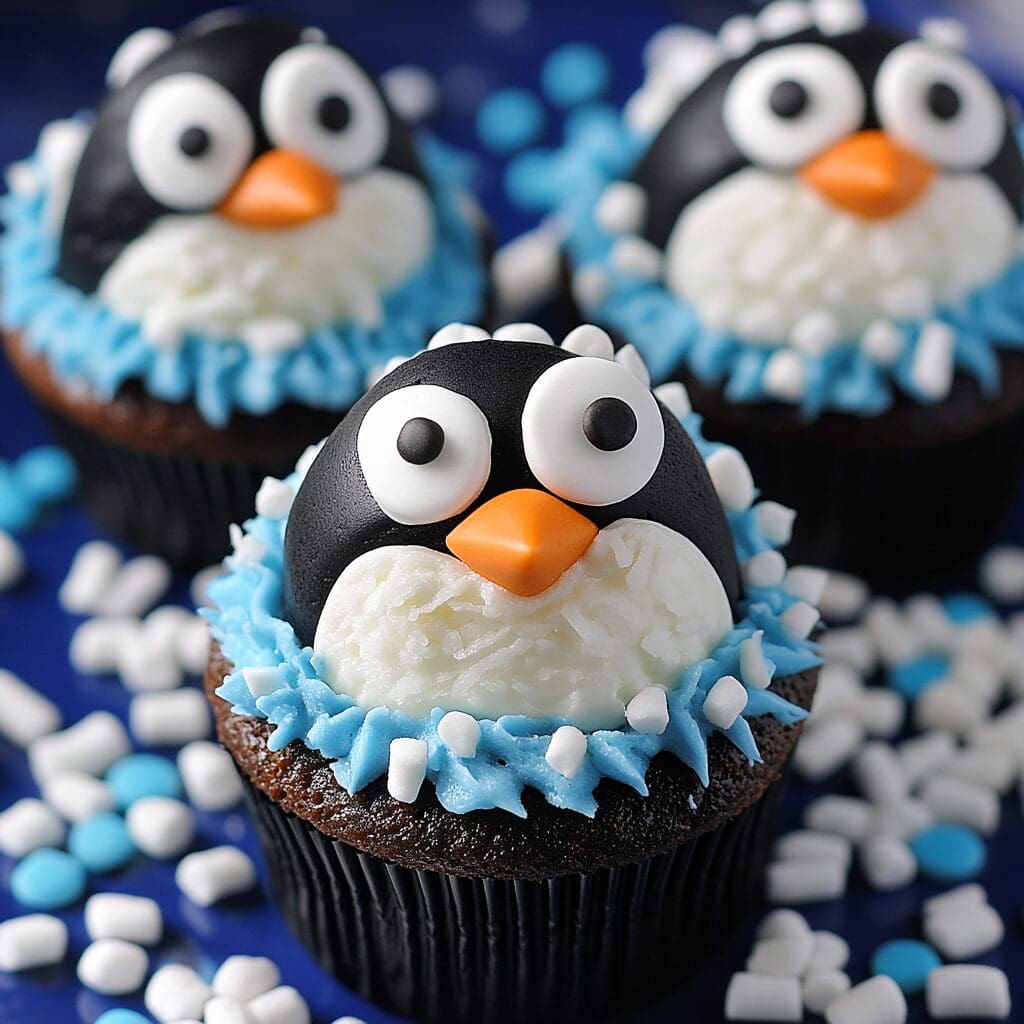 Winter wonderland penguin cupcakes 3