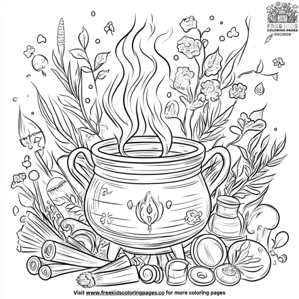 Wizard's cauldron coloring pages