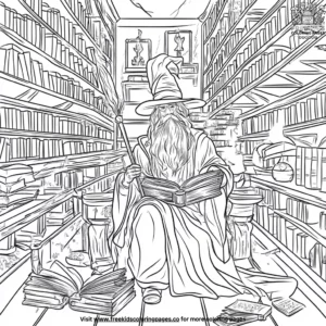 Wizard's Library Coloring Pages