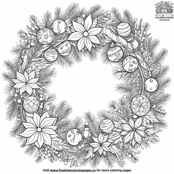 Wreath ornament coloring pages