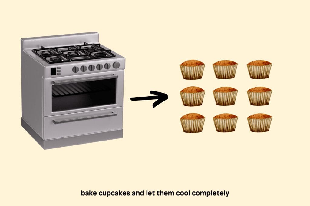 Bake cupcakes and let them cool completely